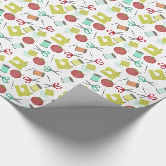Retro Seing Theme Pattern Wrapping Paper Cadeaupapier (Hoek)