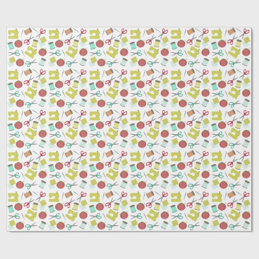 Retro Seing Theme Pattern Wrapping Paper Cadeaupapier (Vlak)