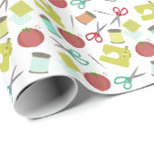 Retro Seing Theme Pattern Wrapping Paper Cadeaupapier (Rol Hoek)