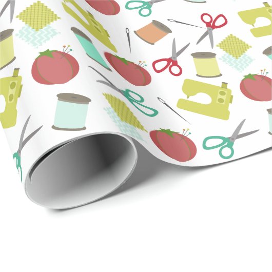 Retro Seing Theme Pattern Wrapping Paper Cadeaupapier (Rol Hoek)