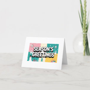 Retro Seizoensgroeten Sneeuwman en cadeaukaart Feestdagen Kaart