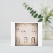 Retro  Self-Portrait Post Card Briefkaart (Staand voorkant)