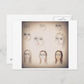 Retro  Self-Portrait Post Card Briefkaart (Voorkant / Achterkant)