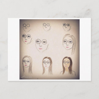 Retro  Self-Portrait Post Card Briefkaart