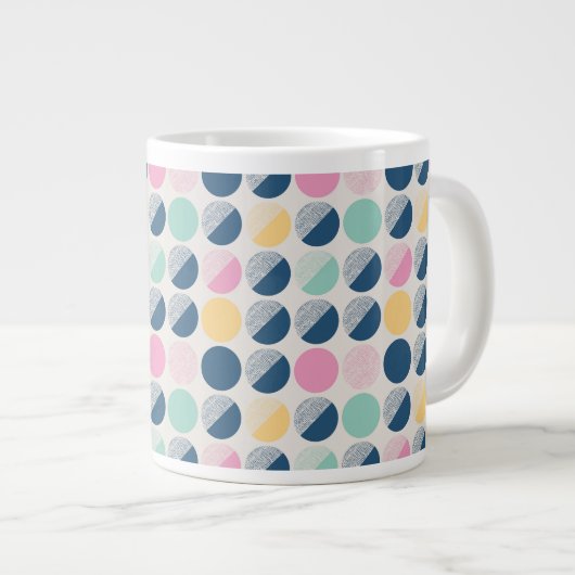 Retro Semi-Circle Patroon Grote Koffiekop (Voorkant rechts)