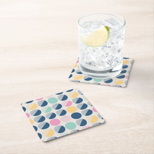 Retro Semi-Circle Patroon Kartonnen Onderzetters (Insitu)