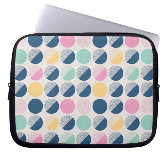 Retro Semi-Circle Patroon Laptop Sleeve (Voorkant)