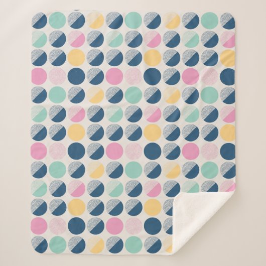 Retro Semi-Circle Patroon Sherpa Deken (Voorkant)