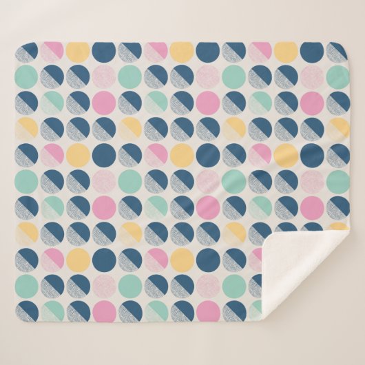 Retro Semi-Circle Patroon Sherpa Deken (Voorkant (horizontaal))