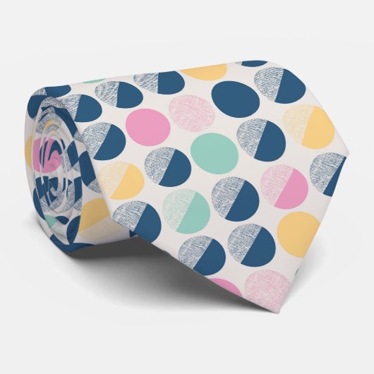 Retro Semi-Circle Patroon Stropdas (Opgerold)