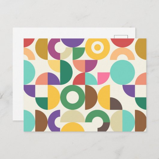 Retro Semi Circle Textielpatroon Briefkaart (Voorkant / Achterkant)