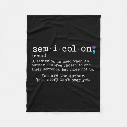 Retro Semicolon Definition Suicide Prevention Awar Fleece Deken (Voorkant)