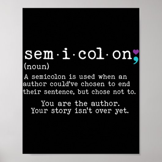 Retro Semicolon Definition Suicide Prevention Awar Poster (Voorkant)