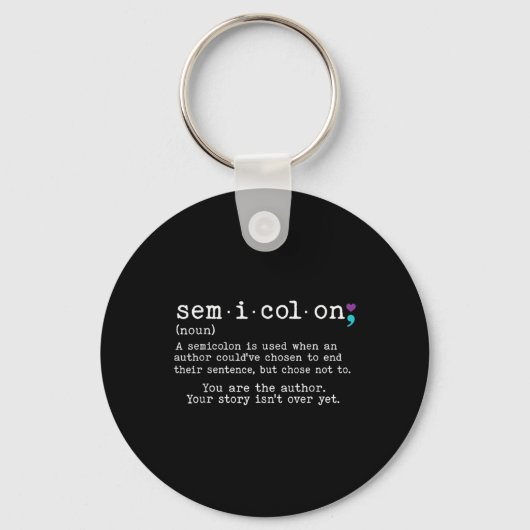 Retro Semicolon Definition Suicide Prevention Awar Sleutelhanger (Voorkant)