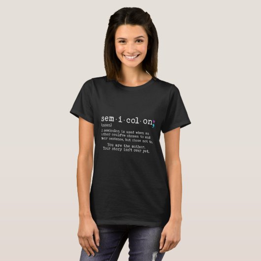 Retro Semicolon Definition Suicide Prevention Awar T-shirt (Voorkant volledig)