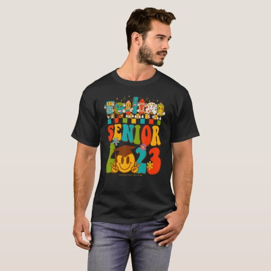 Retro Senior 2023 Groovy class van 2023 Afstuderen T-shirt (Voorkant volledig)