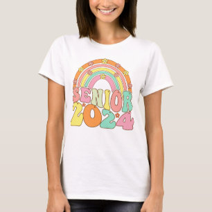 Retro Senior 2024 Groovy Class of 2024 Afstuderen T-shirt