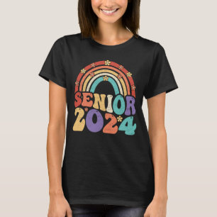 Retro Senior 2024 Groovy Class of 2024 Afstuderen T-shirt