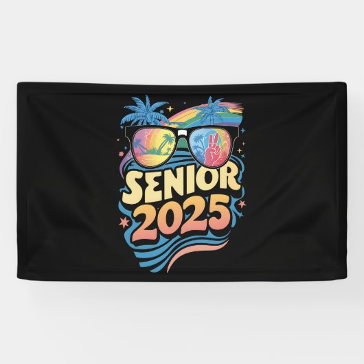 Retro Senior 2025 Klasse van 2025 Afstuderen Spandoek (Horizontaal)