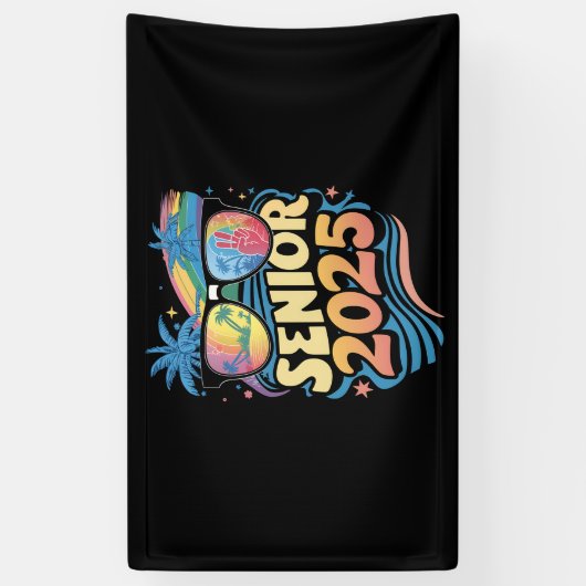 Retro Senior 2025 Klasse van 2025 Afstuderen Spandoek (Verticaal)