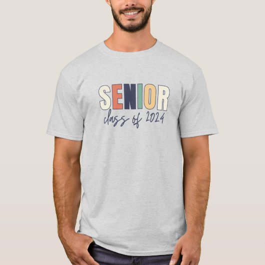 Retro senior klasse van 2024 t-shirt (Voorkant)