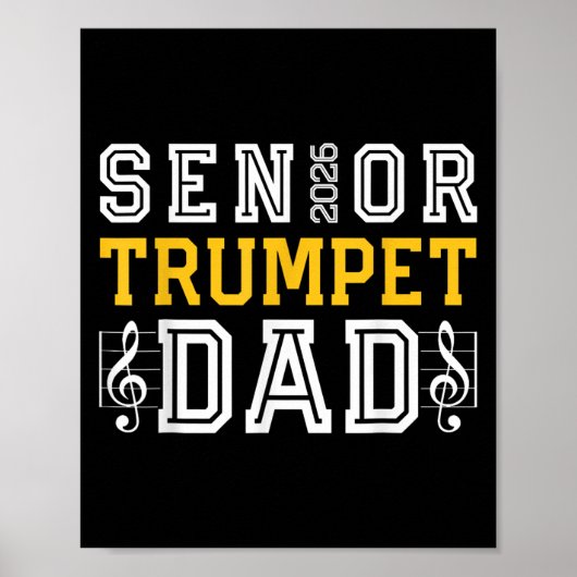 Retro Senior Trompet Dad 2026 Marching Band CL van Poster (Voorkant)