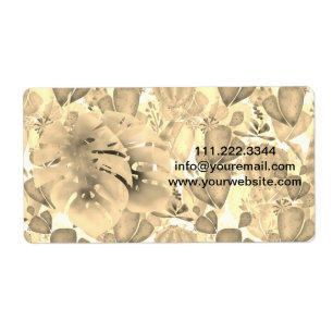 Retro sepia beige monstera tropische bladeren etiket