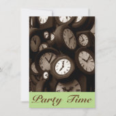 Retro Sepia Clock faces Hand Party Time Invitation Kaart (Voorkant)