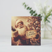 Retro sepia kleuren Retro Sinterklaas lachend Feestdagenkaart (Staand voorkant)