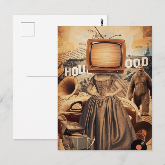 Retro Sepia TV Vrouw Sasquach Briefkaart (Voorkant / Achterkant)
