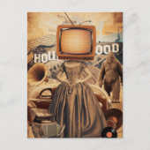 Retro Sepia TV Vrouw Sasquach Briefkaart (Voorkant)
