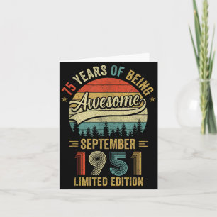 Retro september 1951 75 jaar oud 75ste verjaardag kaart