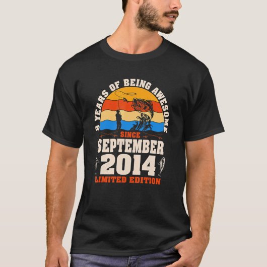 Retro september 2014 8 jaar oud Gevist 8e geboorte T-shirt (Voorkant)