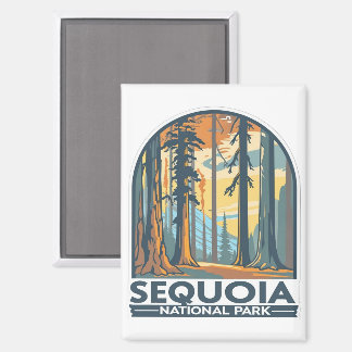 retro Sequoia National Park Giant Sequoia Trees Magneet