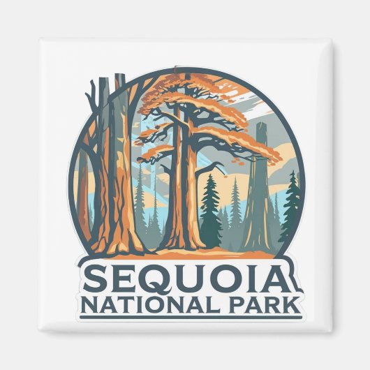 retro Sequoia National Park Giant Sequoia Trees Magneet (Voorkant)
