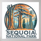 retro Sequoia National Park Giant Sequoia Trees Poster (Voorkant)