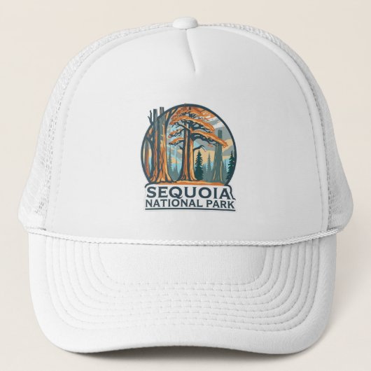 retro Sequoia National Park Giant Sequoia Trees Trucker Pet (Voorkant)