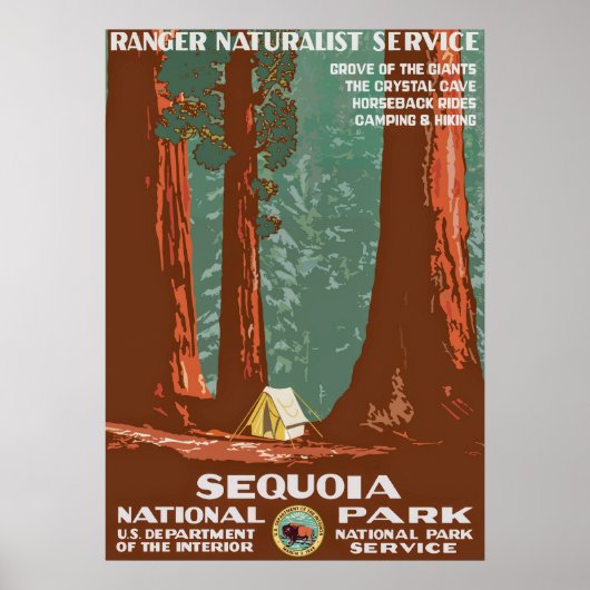 Retro Sequoia National Park Reizen Poster (Voorkant)