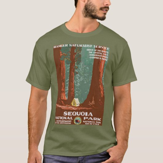 Retro Sequoia National Park Reizen T-shirt (Voorkant)