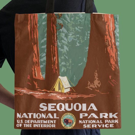 Retro Sequoia National Park Reizen Tote Bag