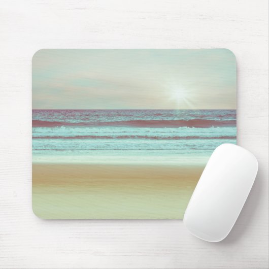 Retro Serene Beach Artwork | Mousepad Muismat (Met muis)