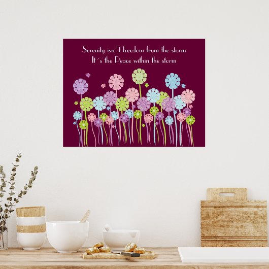  Retro Serenity Flowers & Butterflies Poster (Keuken)