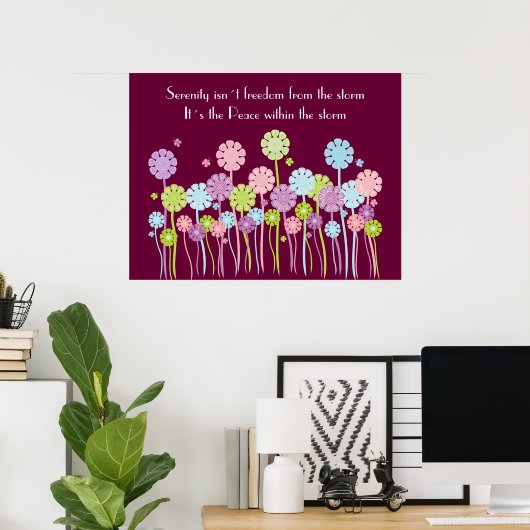  Retro Serenity Flowers & Butterflies Poster (Thuiskantoor)