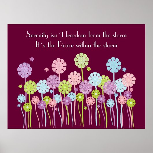  Retro Serenity Flowers & Butterflies Poster (Voorkant)