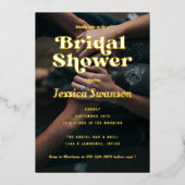 Retro Serif Photo Vrijgezellenfeest Gold Folie Uitnodiging (Voorkant)