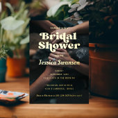 Retro Serif Photo Vrijgezellenfeest Gold Folie Uitnodiging