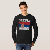 Retro  Servië Vlag Servisch Roots T-shirt (Voorkant volledig)
