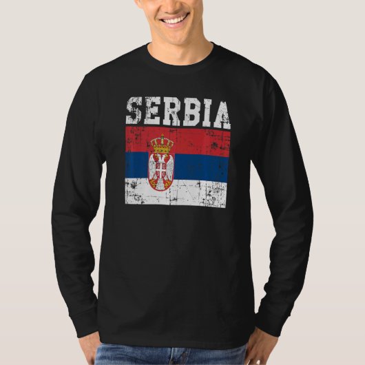 Retro  Servië Vlag Servisch Roots T-shirt (Voorkant)