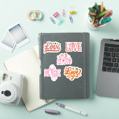 Retro set van 5 Liefde belettering stickers (iPad Cover)