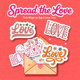 Retro set van 5 Liefde belettering stickers